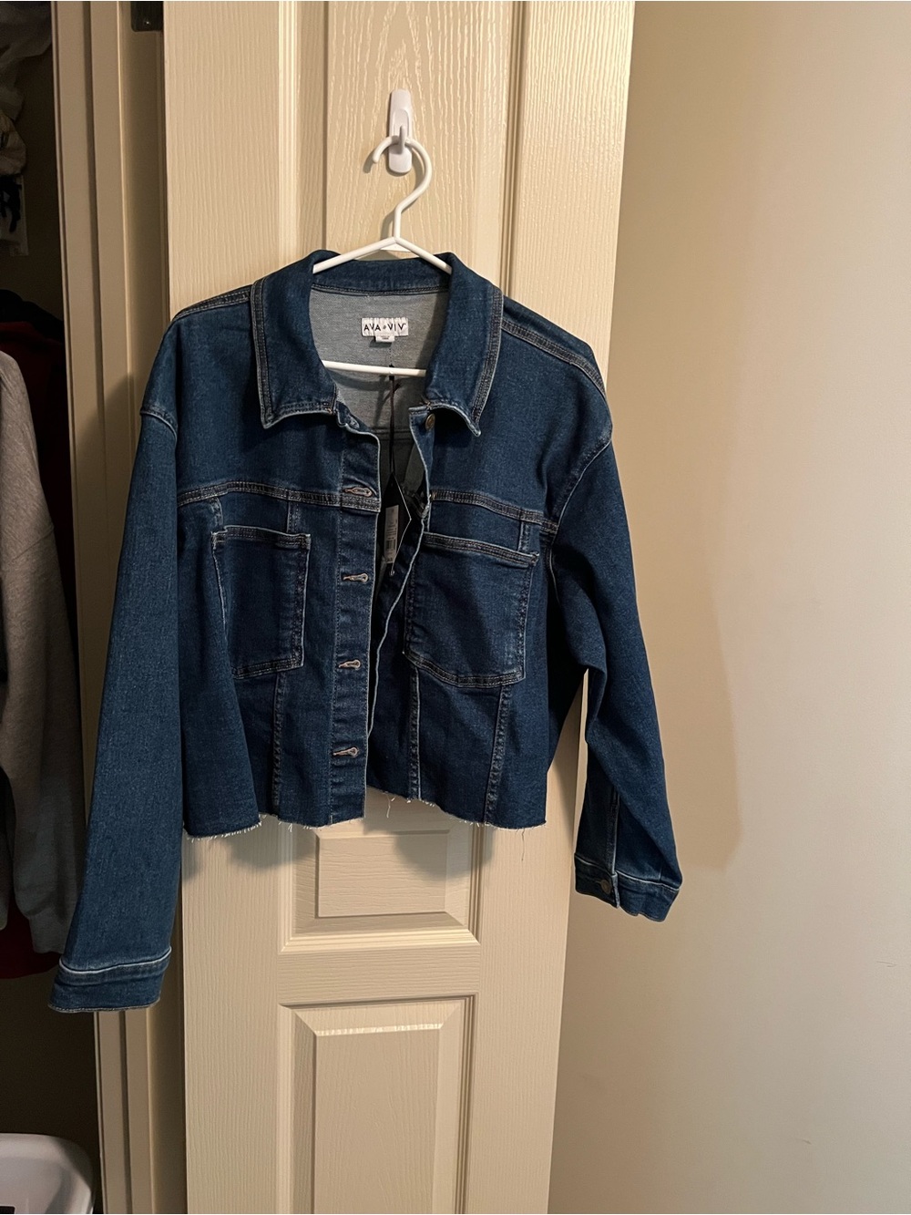 Ava & Viv Dark Blue Cropped Denim Jacket